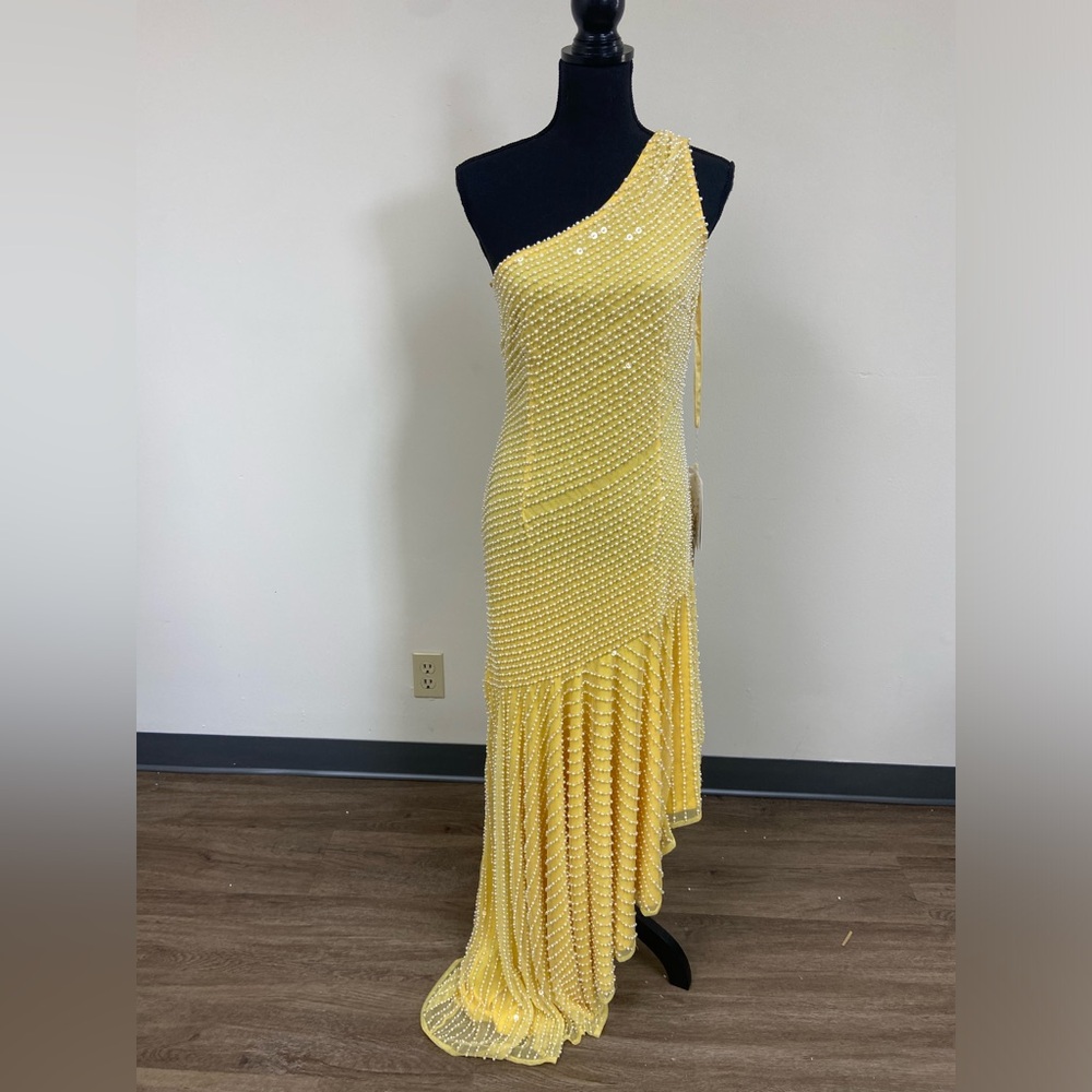 Mac Duggal Yellow Asymmetrical Dress - Picture 2 of 4